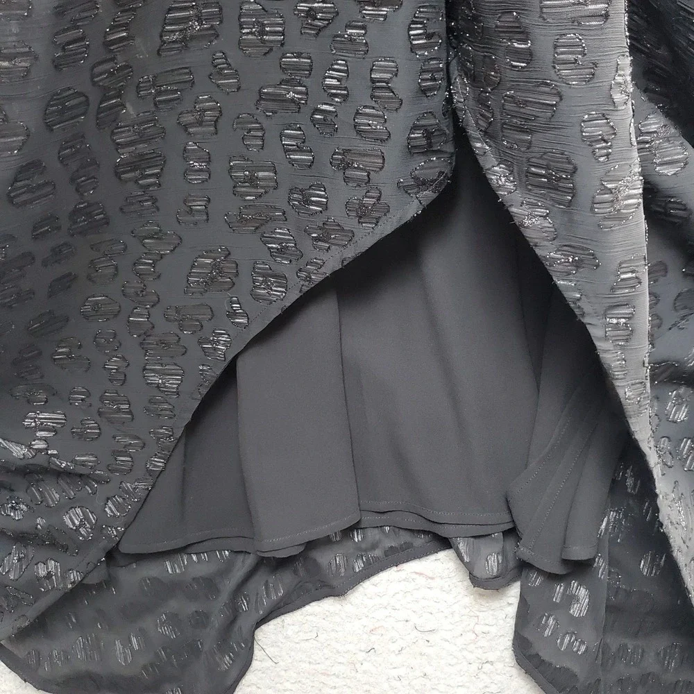 Michael Kors Maxi Dress Womens 3X Black Sparkly‎ Clip Jacquard Handkerchief-Hem